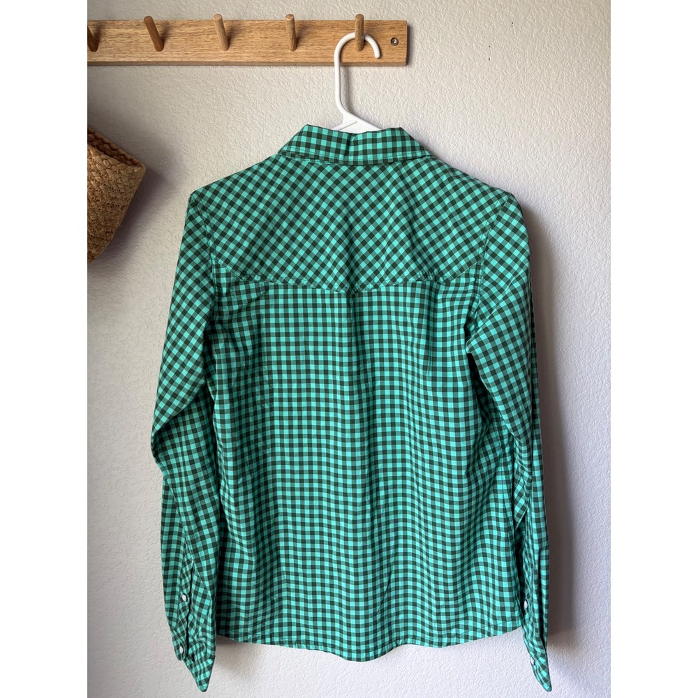 Stio Eddy Shirt Green Gingham Pearl Snap Long Sleeve Button Down - Picture 2 of 7